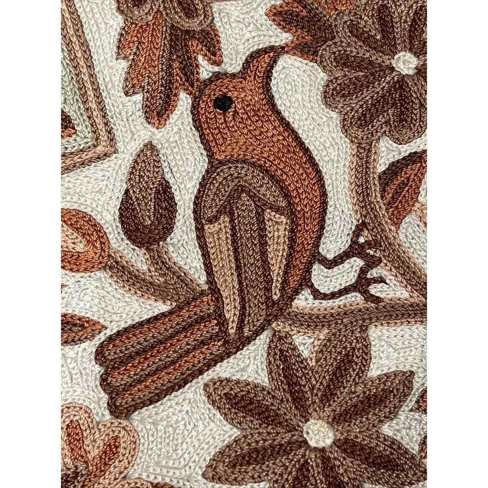 Handmade Crewel‎ Embroidered Tree of Life rug carpet Bird Floral Tapestry 36x56